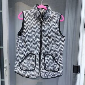 Red Camel Herringbone Zip Vest Black & White Size Large